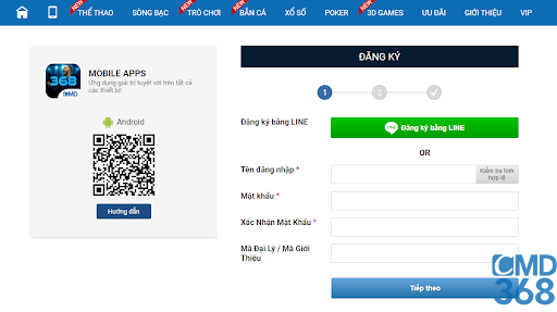 Đăng nhập tài khoản CMD368