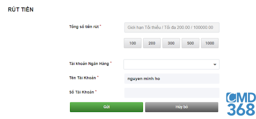 Thao tác rút tiền CMD368 cơ bản nhất
